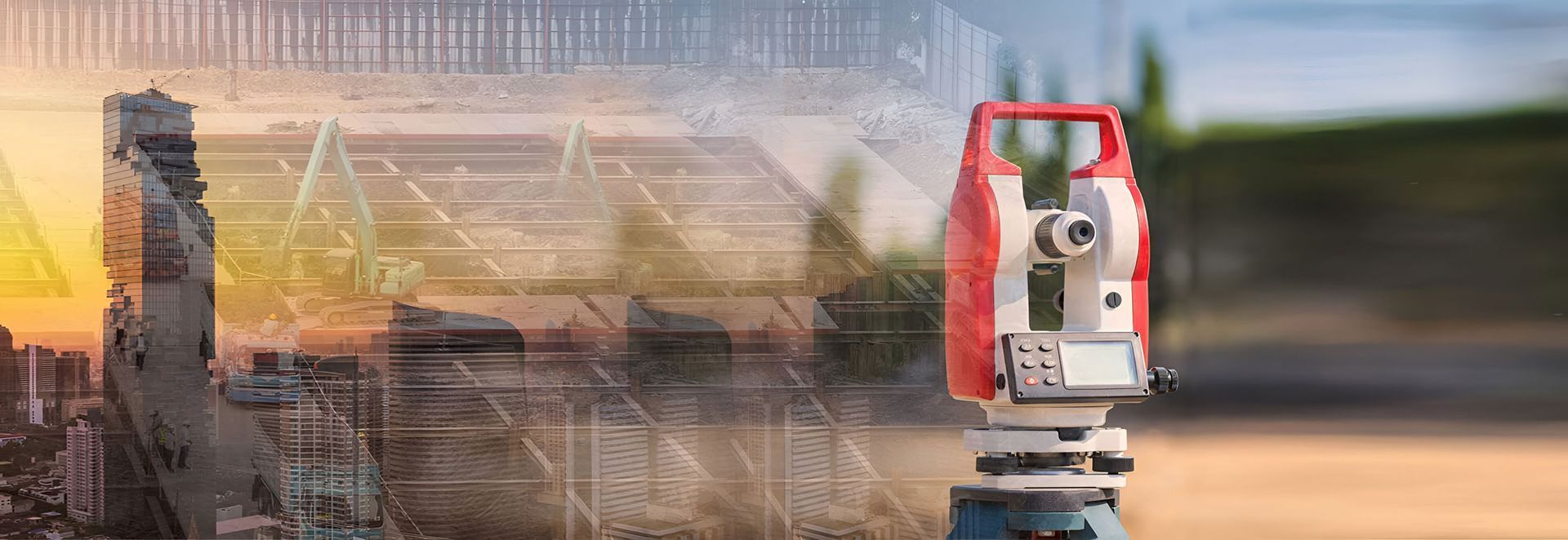 Una estación total está situada en el medio de un campo.