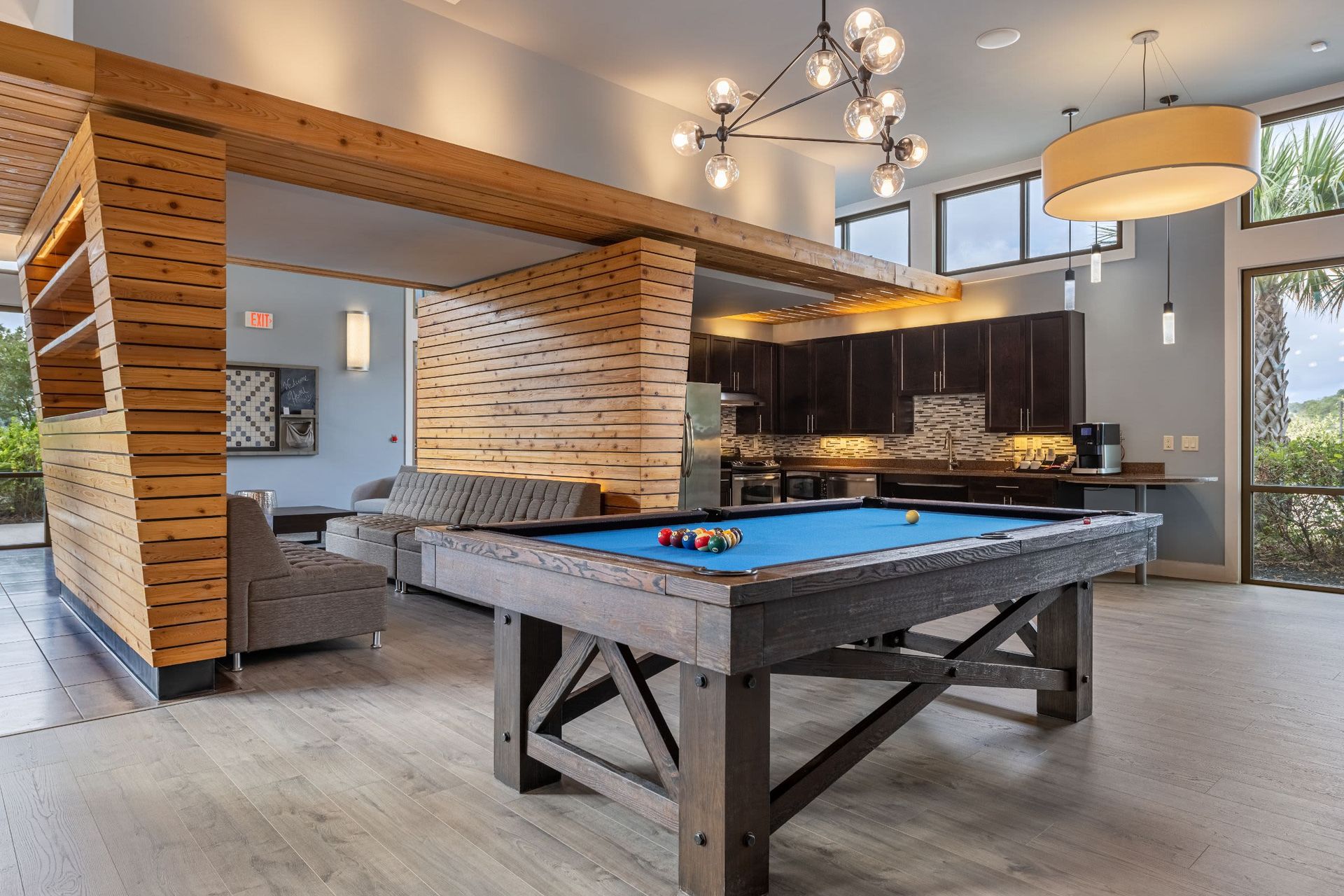 Pool table in clubhouse at Marquis Cresta Bella in San Antonio, TX.