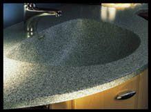 A bathroom sink with a faucet on top of it.