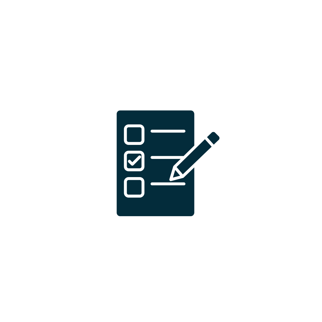 Checklist with a checked box and a pencil.