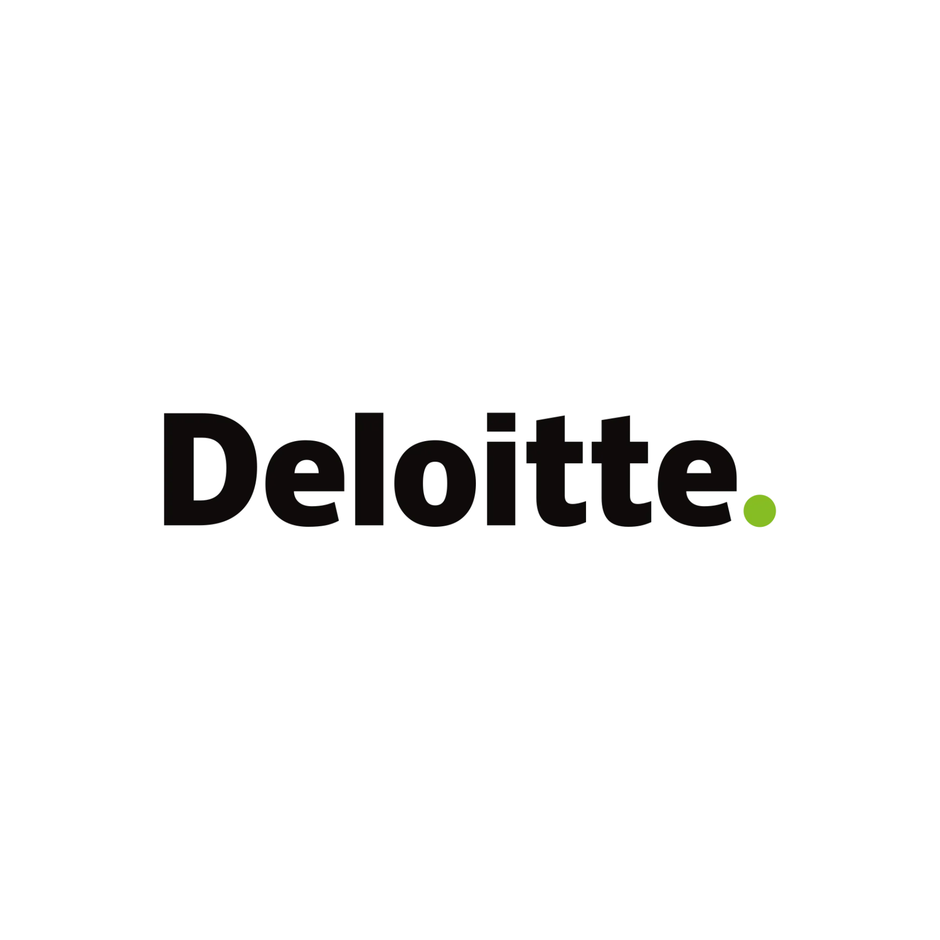 Deloitte logo, black text on white background with a green dot after the company name.