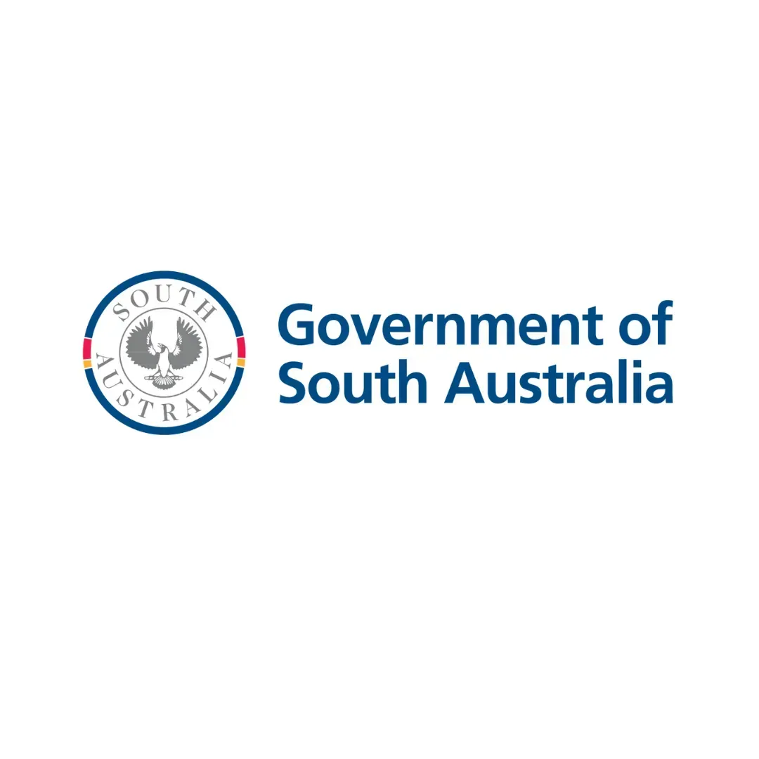Logo of the Government of South Australia: Blue circle with emblem and text 