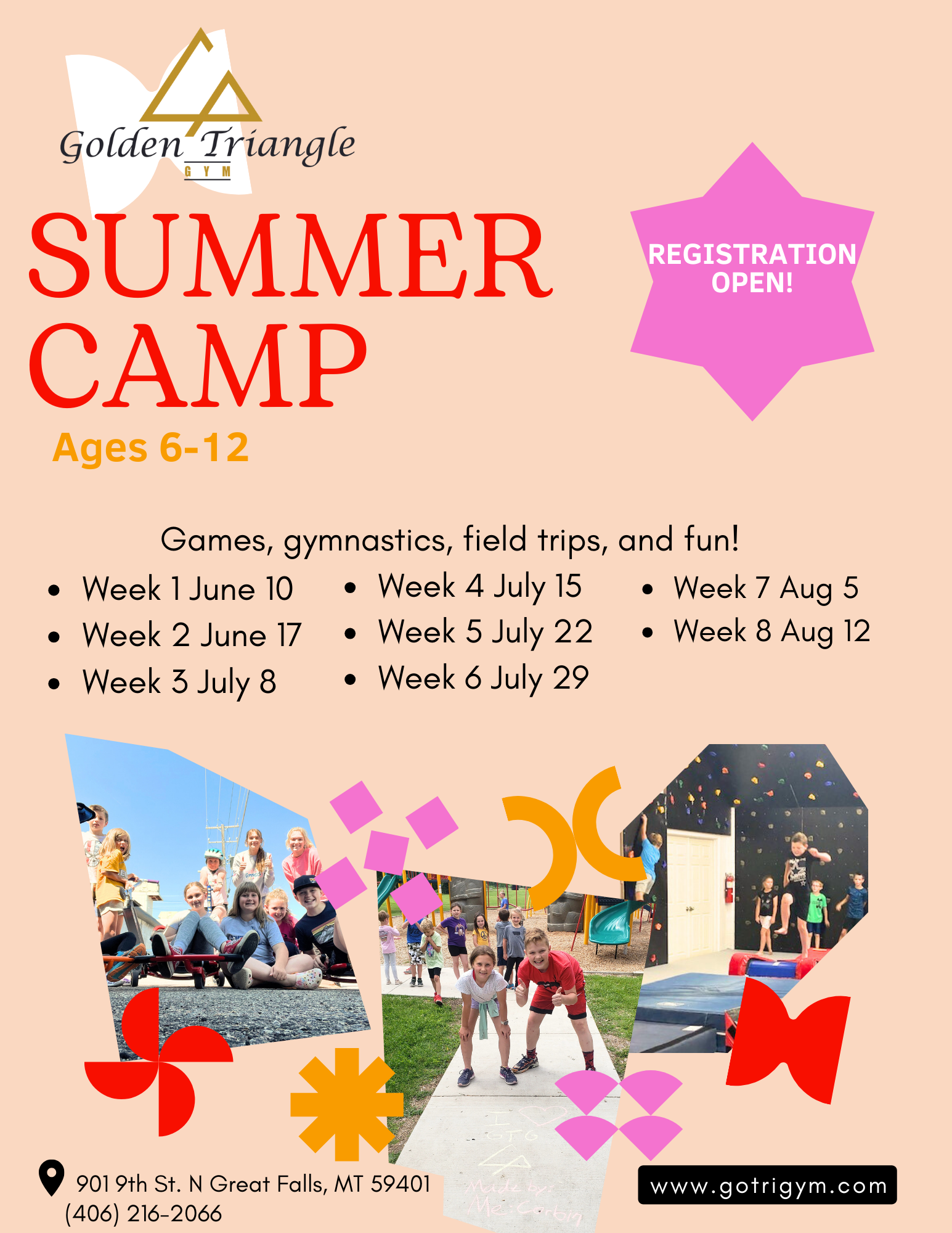 a poster for a summer camp for ages 6 to 12