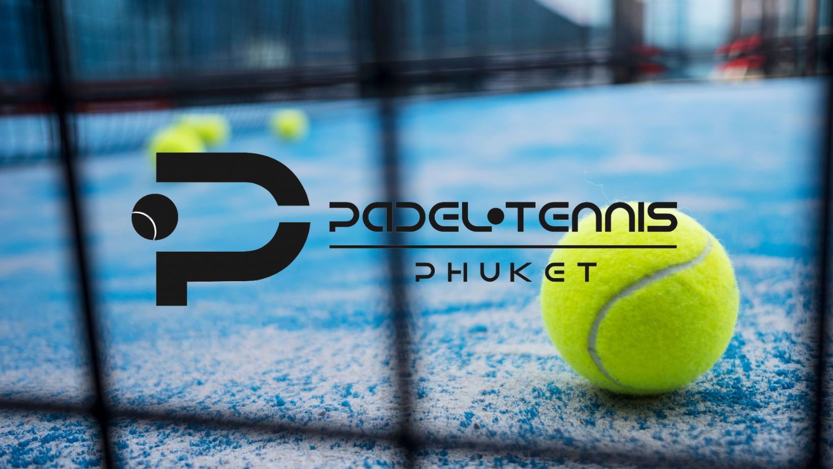Logo on a padel tennis court. The logo reads 