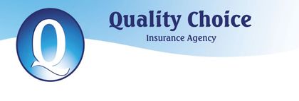 The logo for quality choice insurance is blue and white