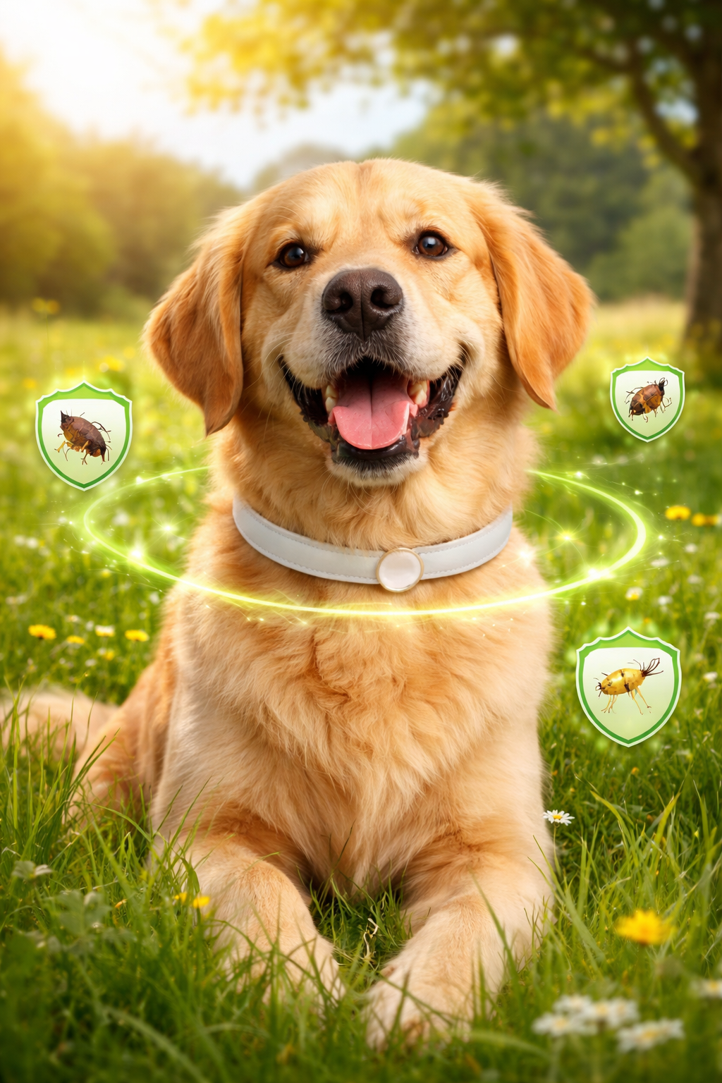 Guinzagli e pettorine per cani di vari colori appesi in un negozio di animali.