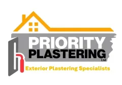 The logo for priority plastering exterior plastering specialists