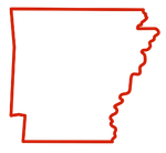 a red line drawing of the state of arkansas on a white background .