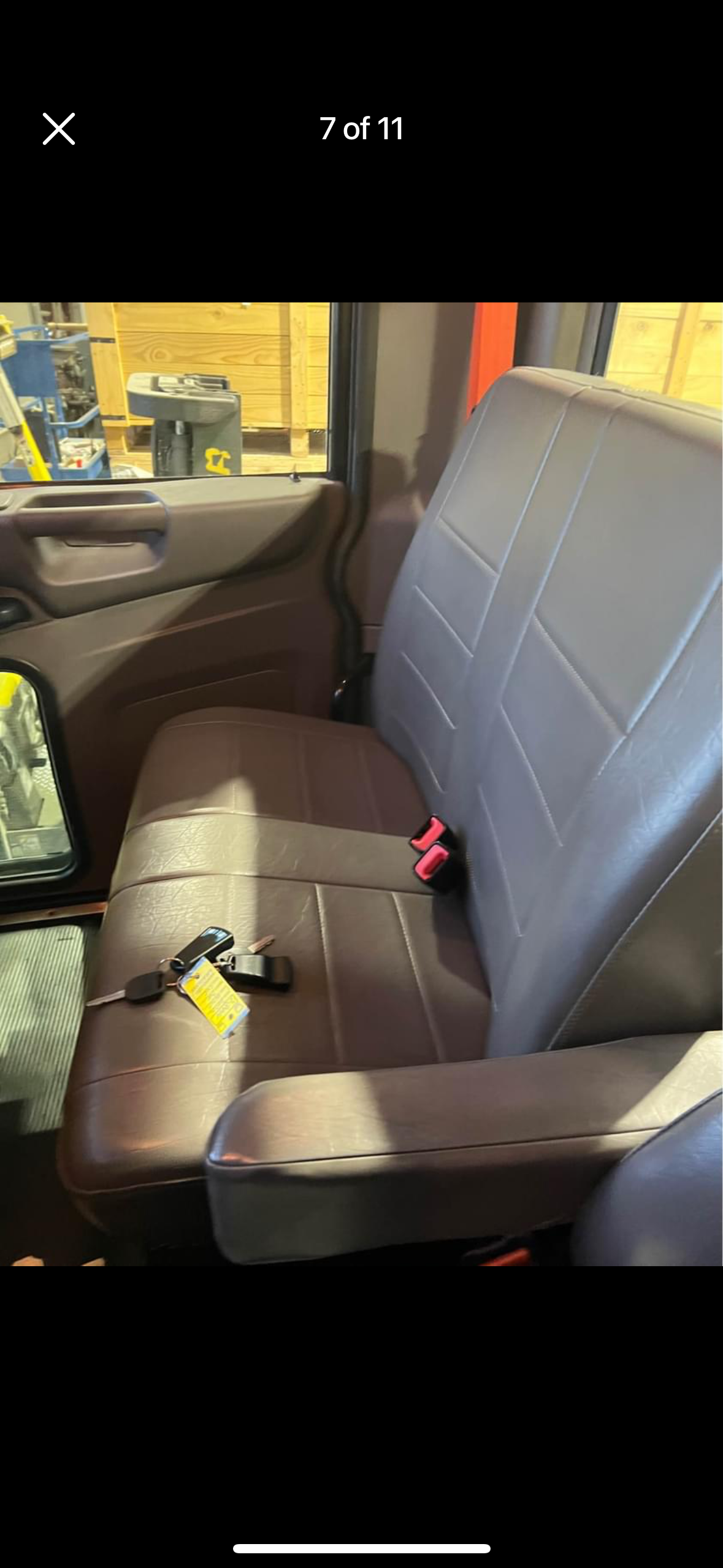 A picture of the back seat of a truck.