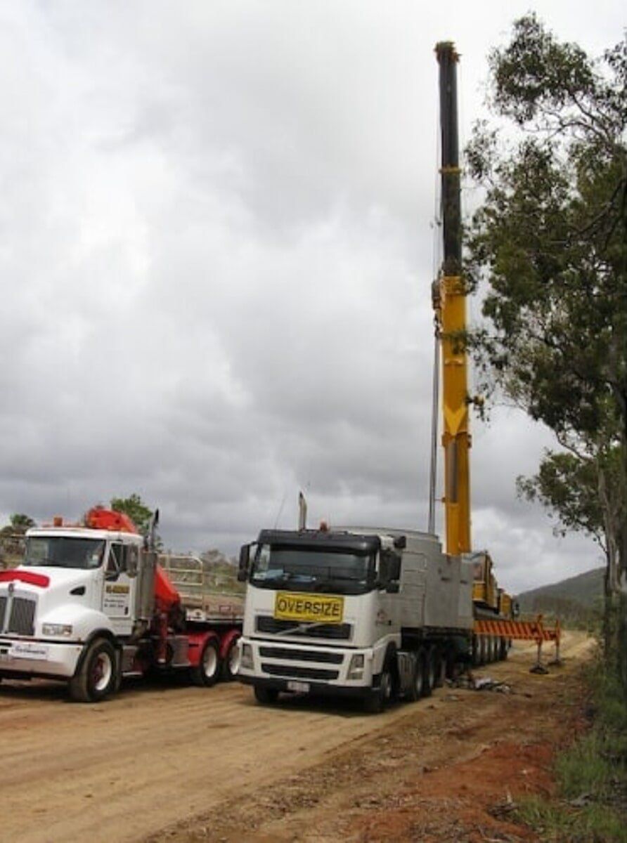 Large Trucks Carrying Crane - Water Pump Station in Bundaberg, QLD