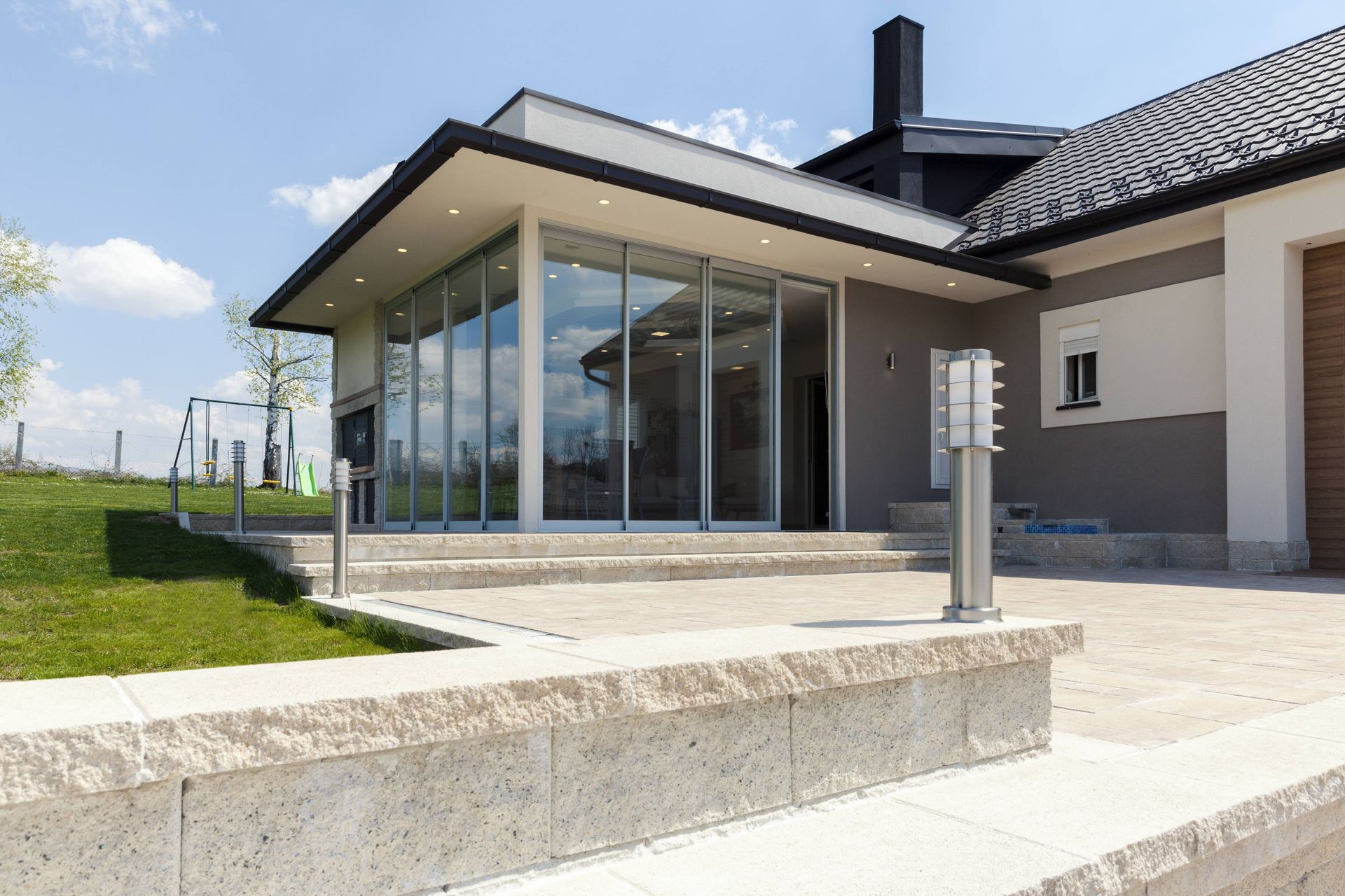 Home with sliding glass door and outdoor concrete patio near Vacaville, California (CA)