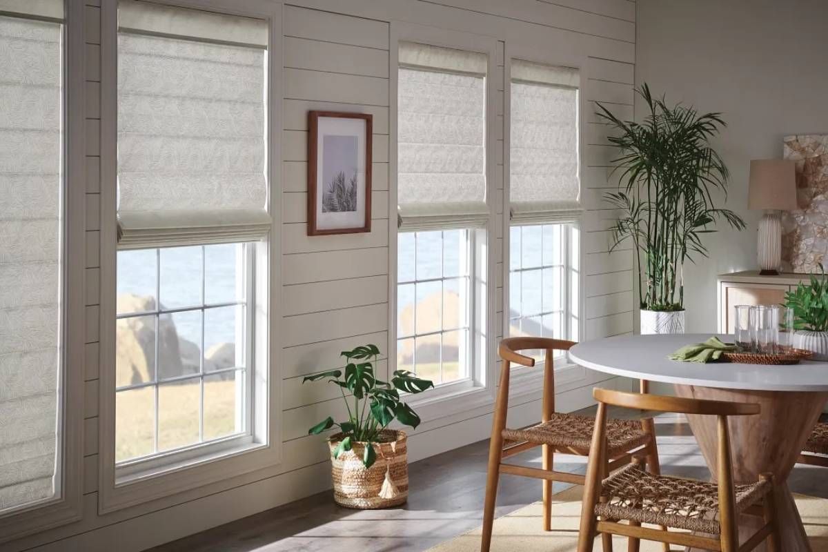 Graber Classic Roman Shades in a dining room near Vacaville, California (CA)