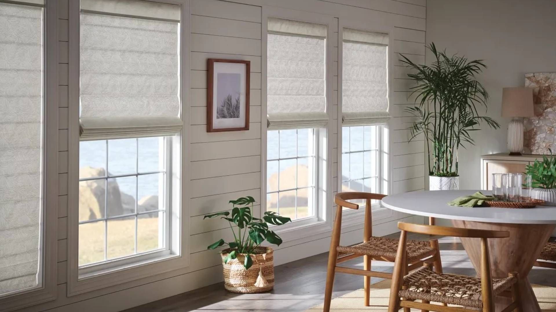 Graber Classic Roman Shades in a dining room near Vacaville, California (CA)