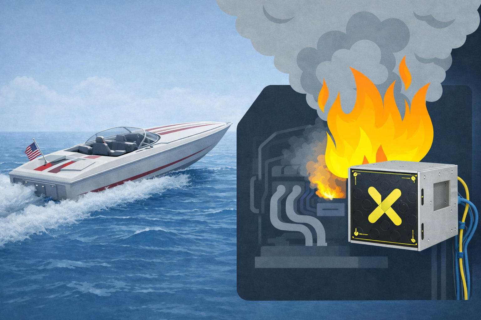 af-x fireblocker automatisch blussen in een speedboot