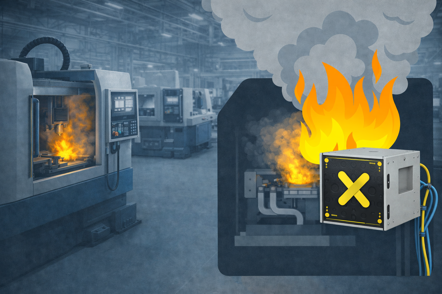 af-x fireblocker automatisch blussen productiehallen en CNC-machines