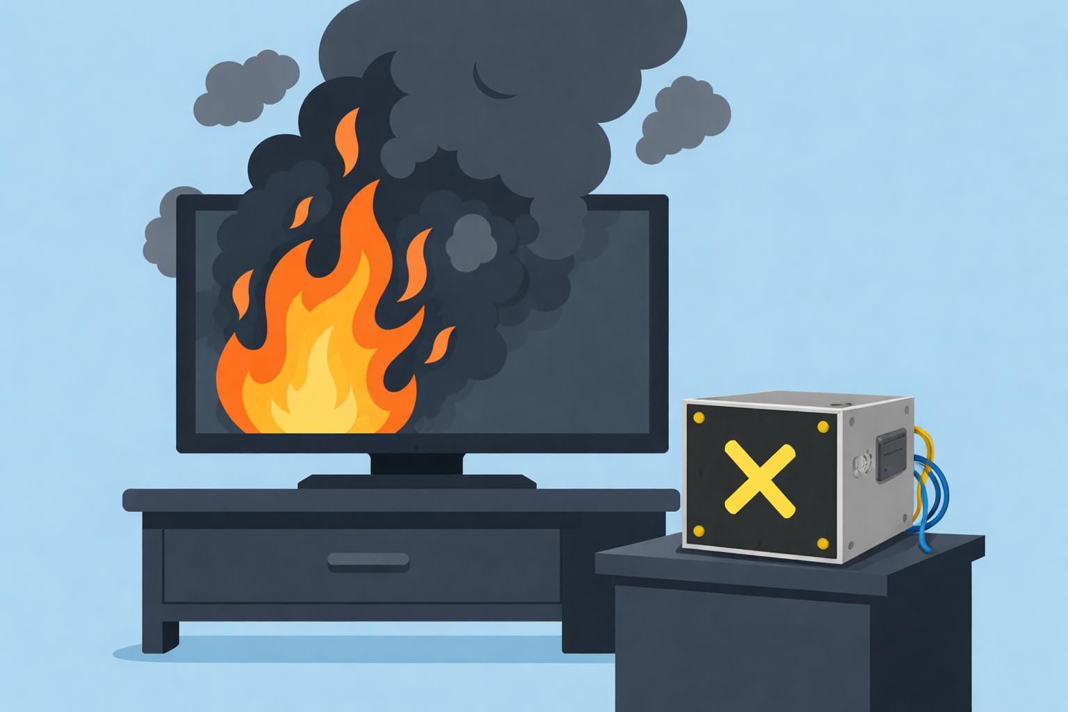 Fire Knock Out bij de tv af-x fireblocker automatisch blussyteem tv