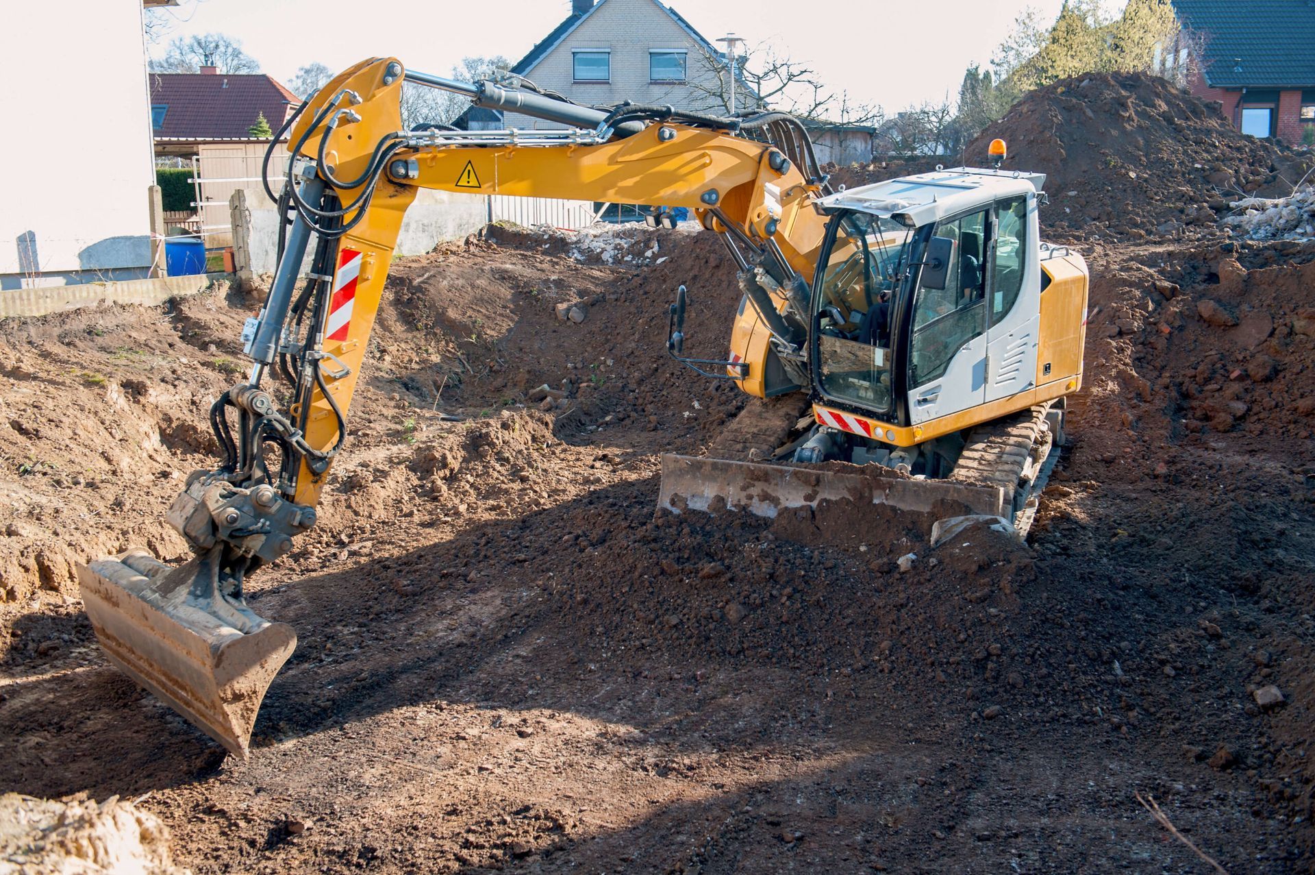 Excavator working on construction site