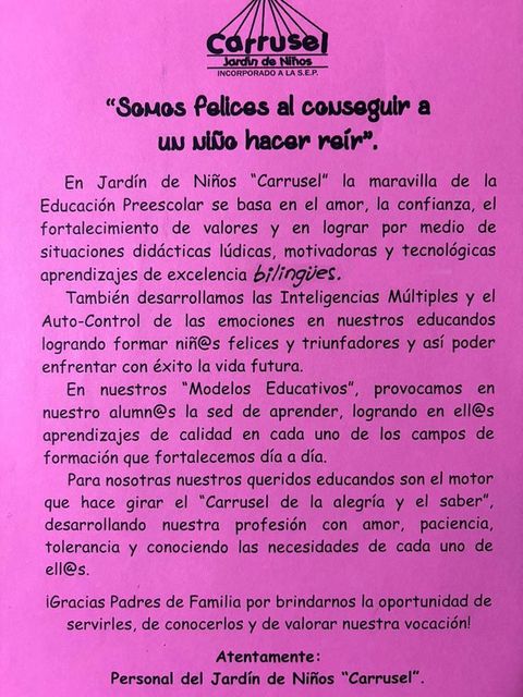 JARDÍN DE NIÑOS CARRUSEL