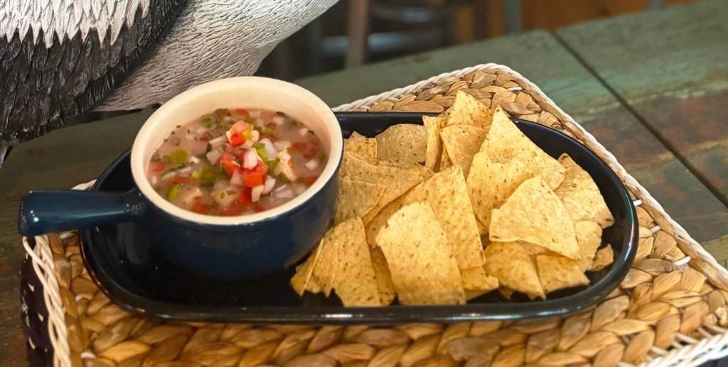Fish Ceviche served with Tortilla Chips at On The Bay Restaurant