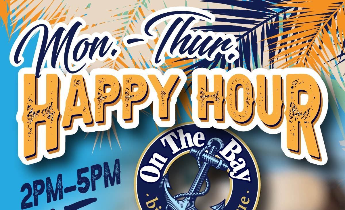 A poster for a happy hour for monday through thursday