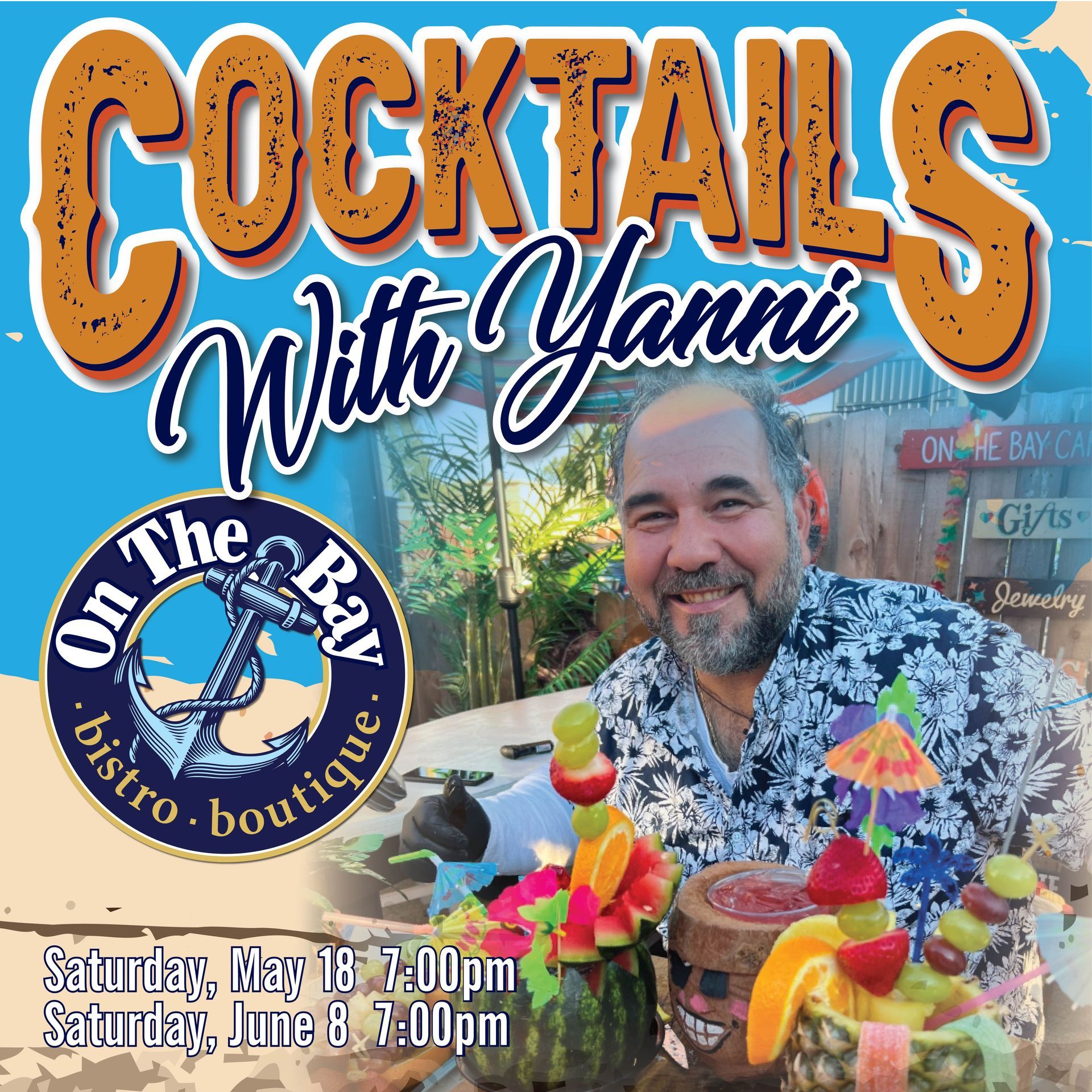Summer fun with fruit carving artist Yanni at On The Bay tropical tiki bar