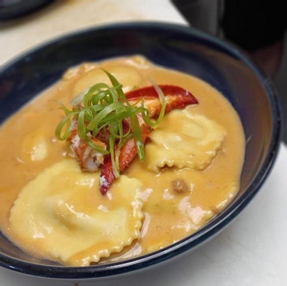 Lobster Ravioli served at On The Bay Restaurant New Baltimore Michigan
