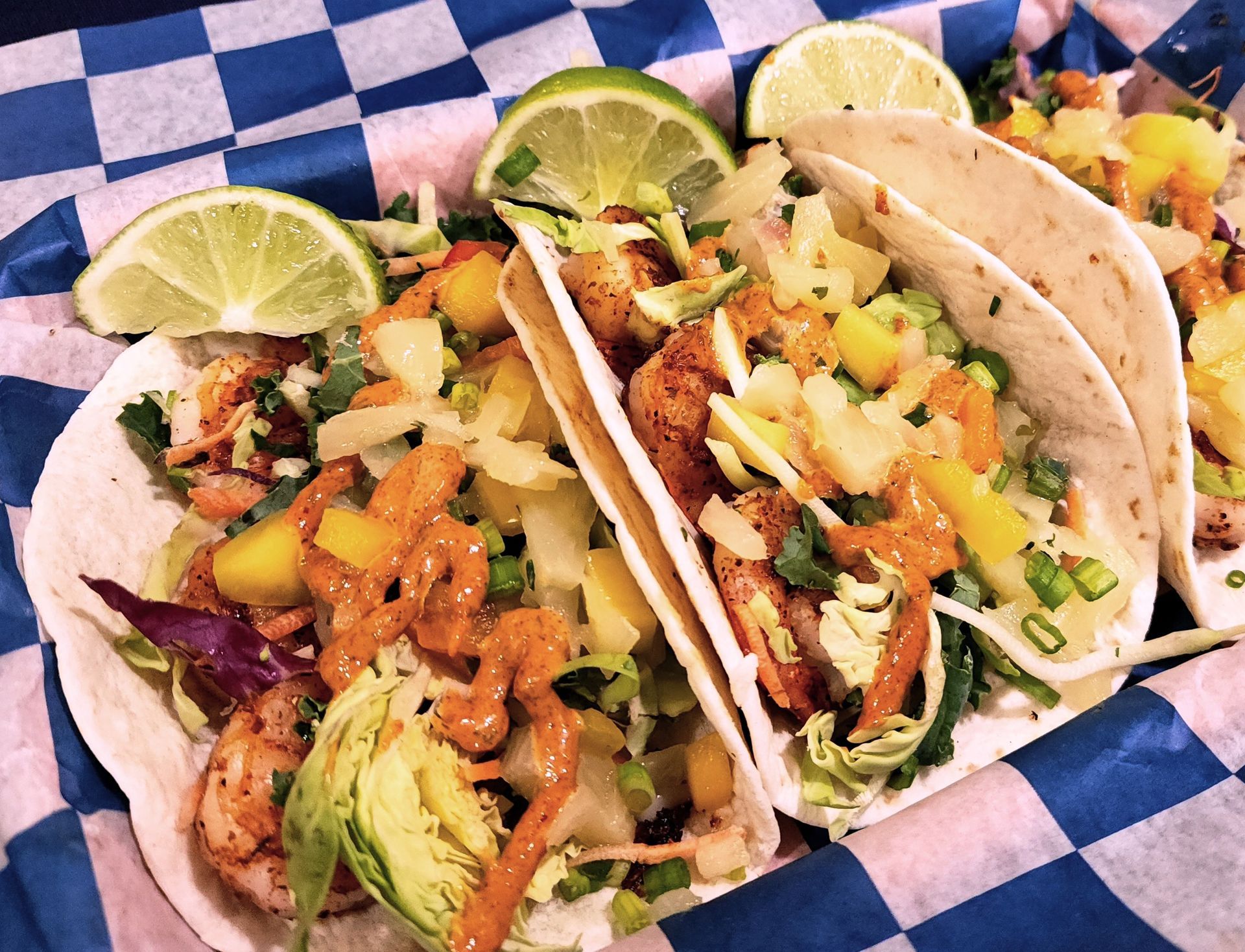 shrimp and lobster tacos are always a bay favorite
