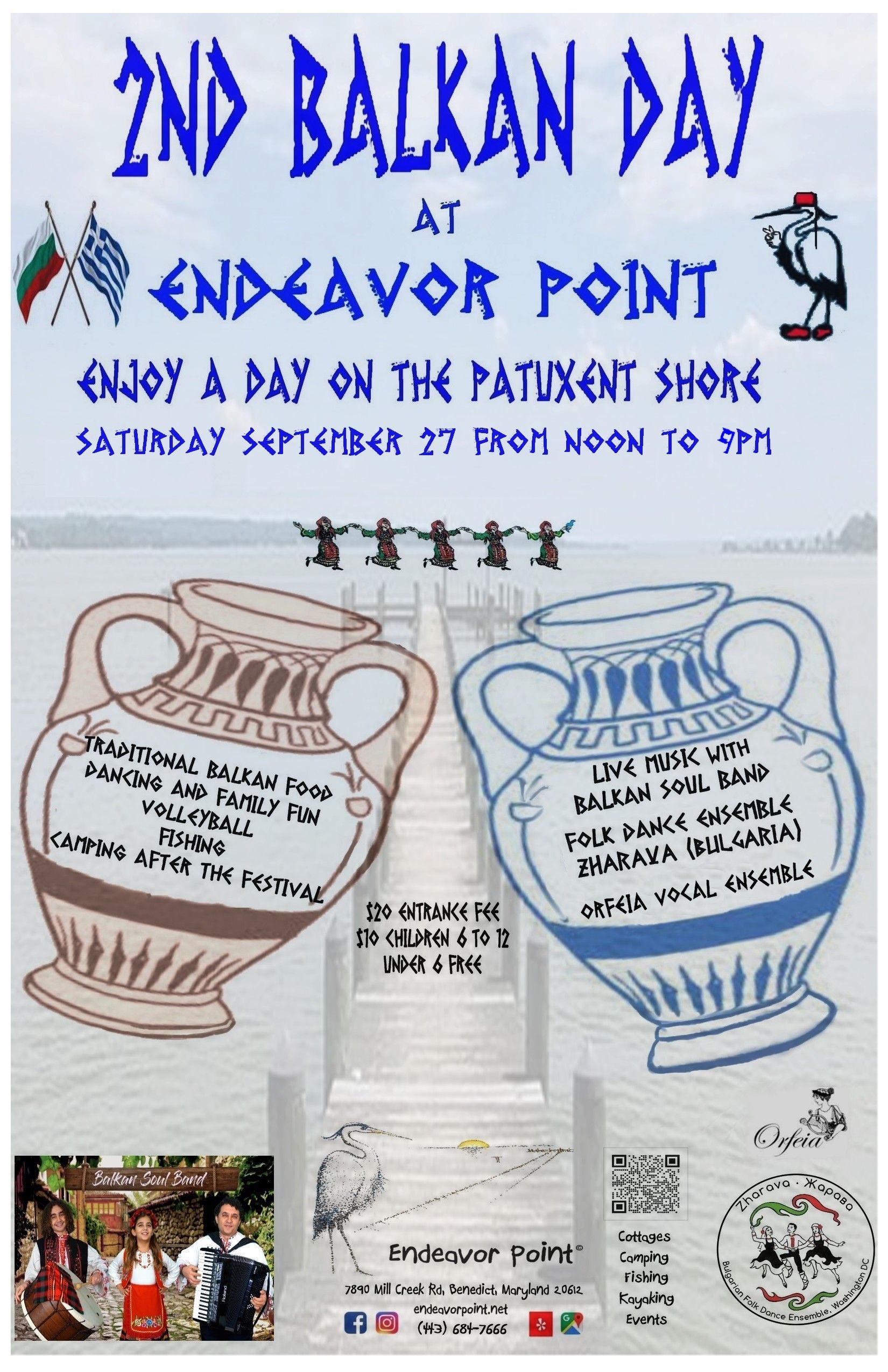 2nd Balkan Day at Endeavor Point September 27, 2025. Live Bulgarian folk music and performers. Event starts at noon, camping area will be open at the end of the event. 