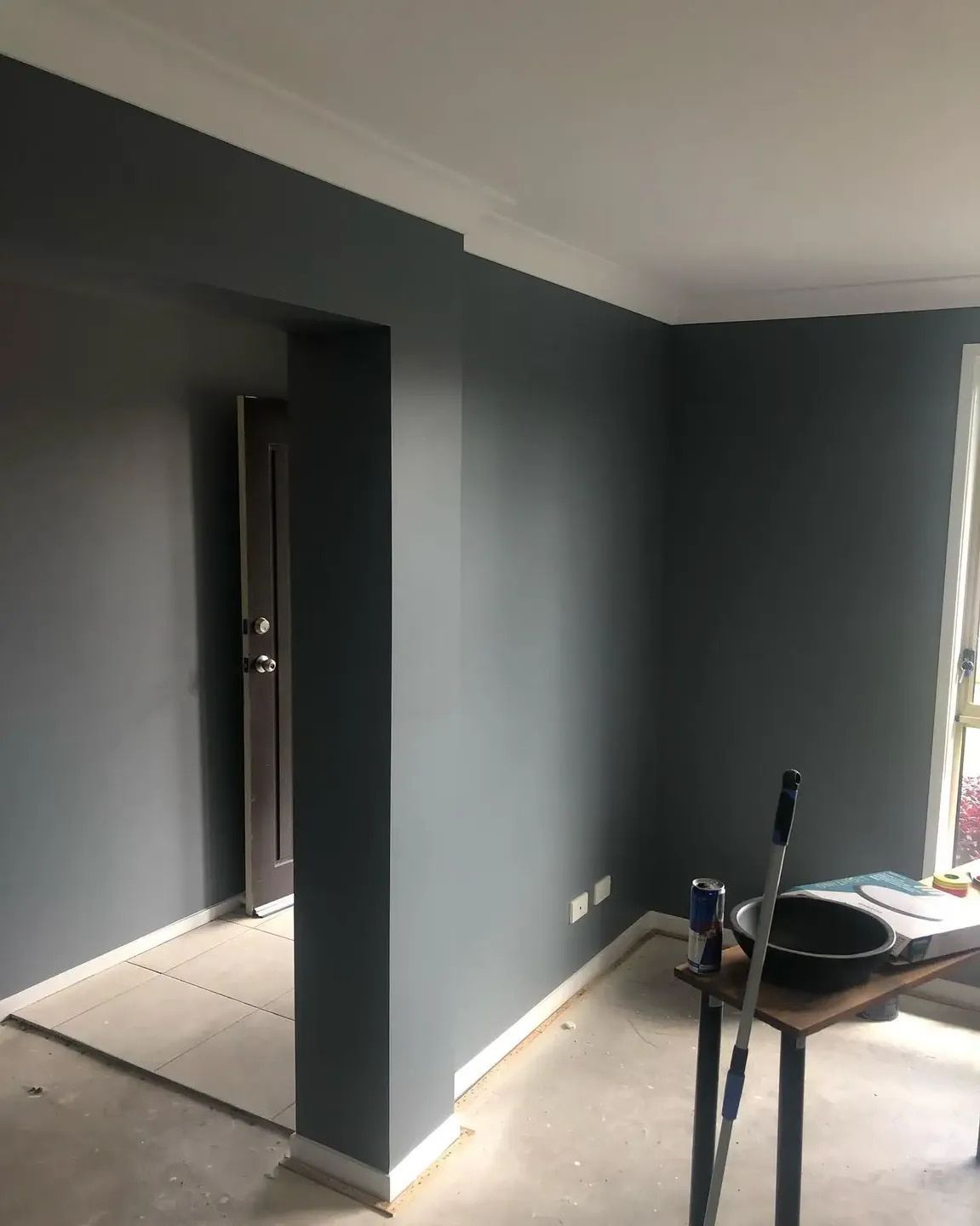 A Room With Grey Walls and a Table With a Bowl on It — The Big Bearded Painter In Booral, NSW