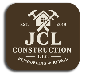Logo for JCL Construction LLC: a house outline with crossed hammers, text "JCL Construction LLC", "Remodeling & Repair."