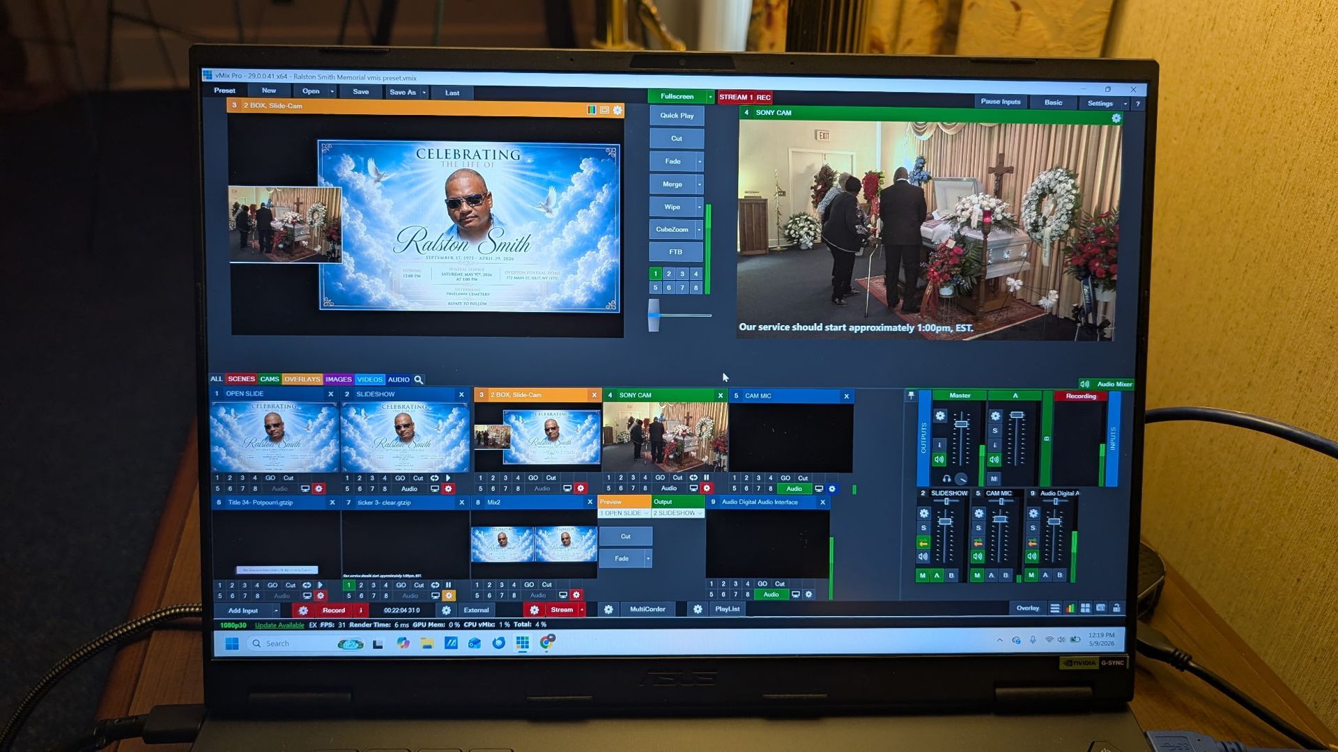 stream a live funeral memorial service