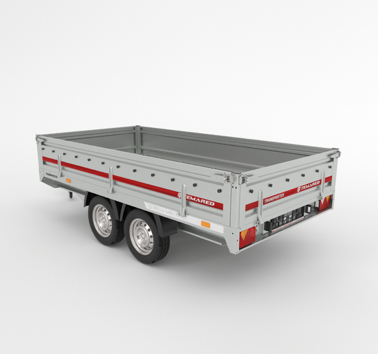 A 3d model of a trailer on a white background.