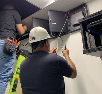 Boss Security installing structured wiring at an office in Stockton CA