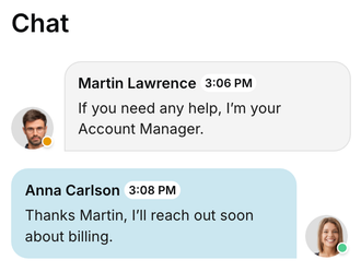 A chat between martin lawrence and anna carlson