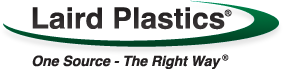 A logo for laird plastics one source the right way