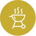 An icon of a grill with steam coming out of it.