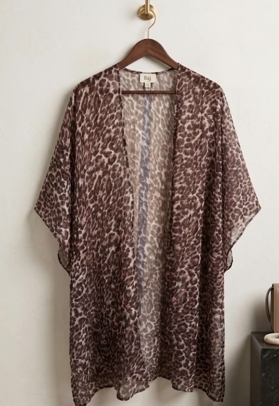 RAJ ARABELLA ANIMAL PRINT EMBROIDERED KIMONO #3