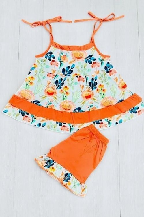 Trendy Patchwork Floral Girls Boutique Sets