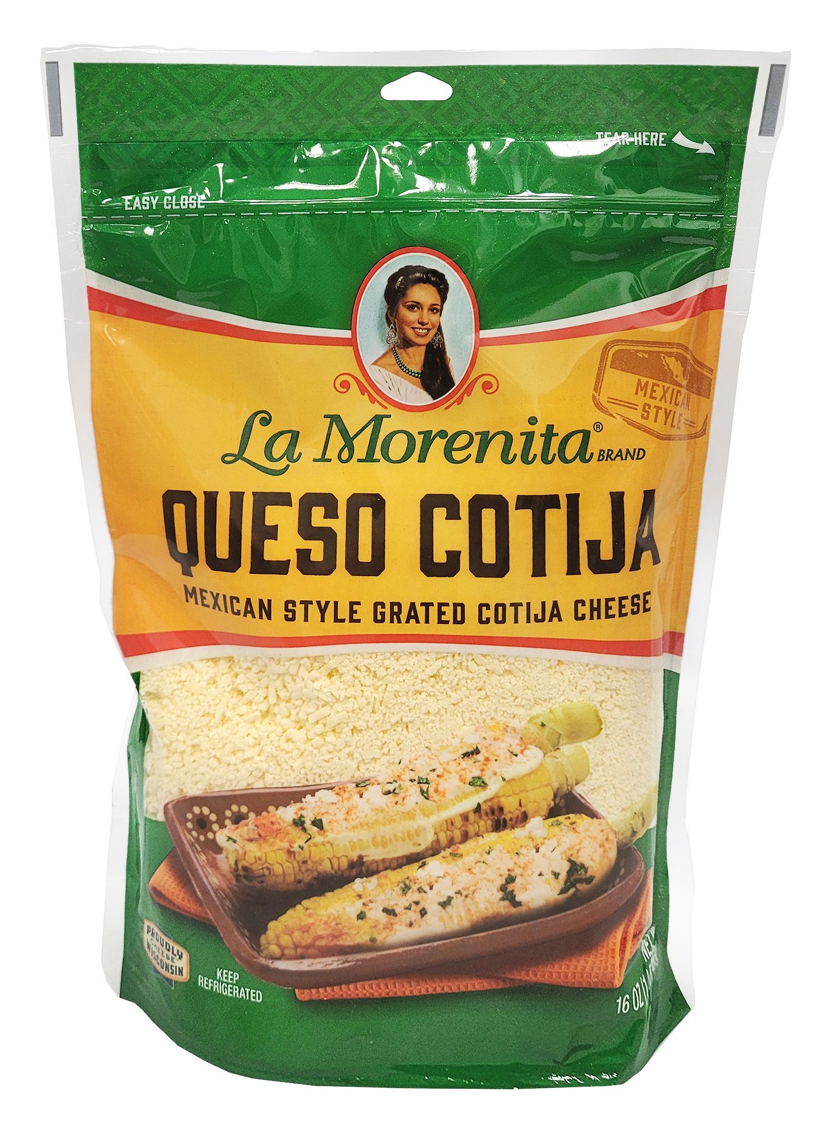 Front of La Morenita Queso Cotija package