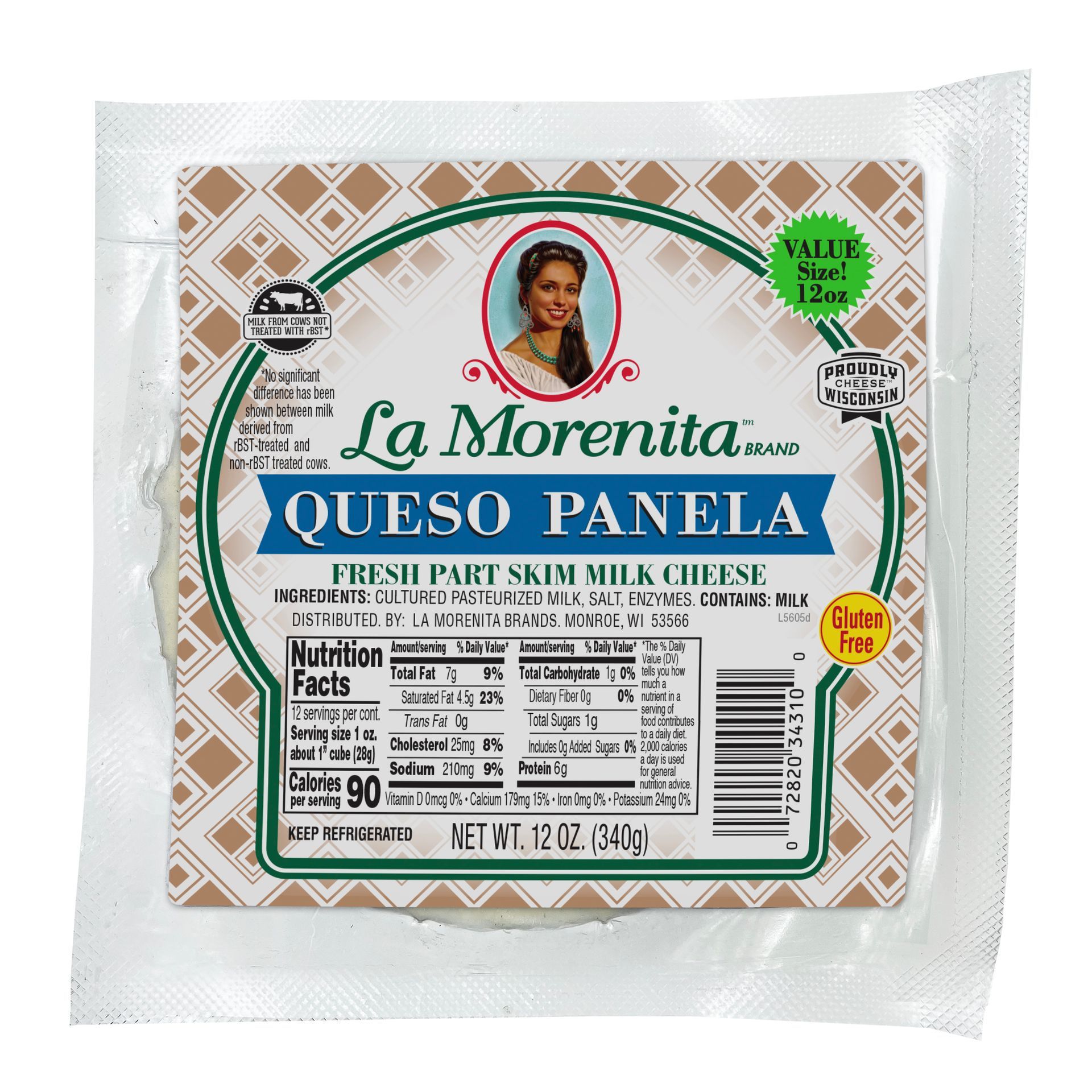 Front of La Morenita Queso Panela cheese package