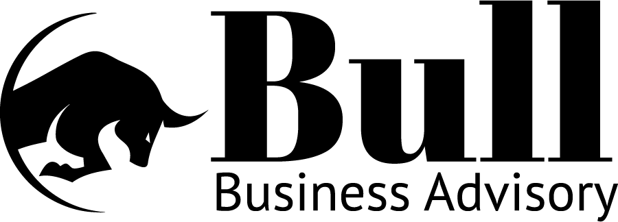 Black bull logo beside the words “Bull Business Advisory” in black text on a white background