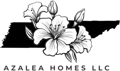 A black and white logo for azalea homes llc