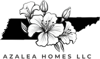A black and white logo for azalea homes llc