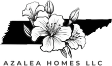 A black and white logo for azalea homes llc