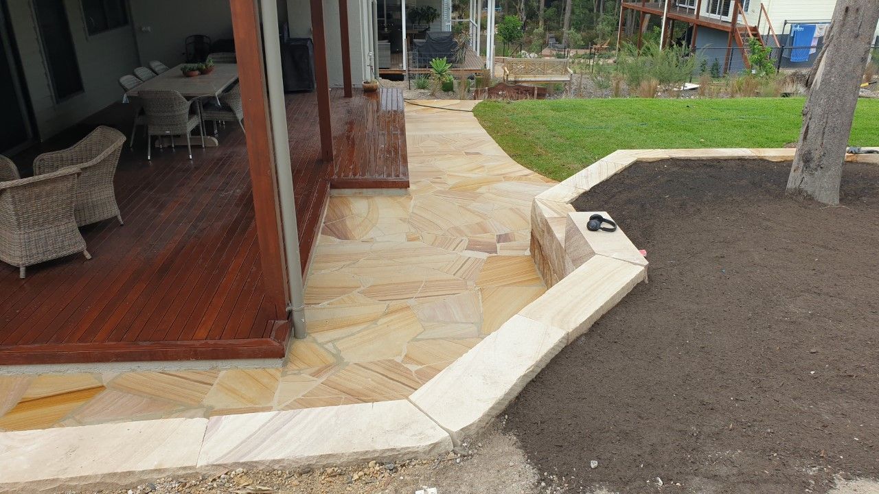 Wooden Deck and Flagstone Pathway — Total Perfection In Kariong, NSW