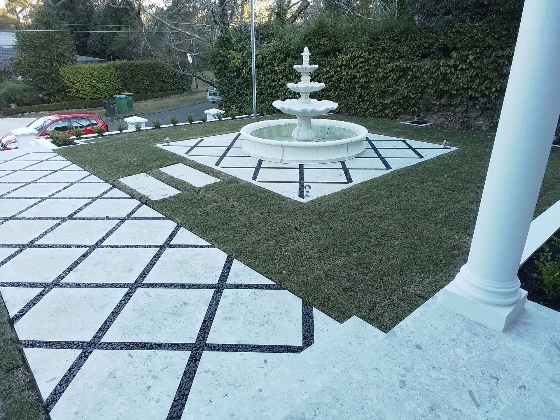Fountain in a Landscaped Area With Stone Pavers — Total Perfection In Erina, NSW