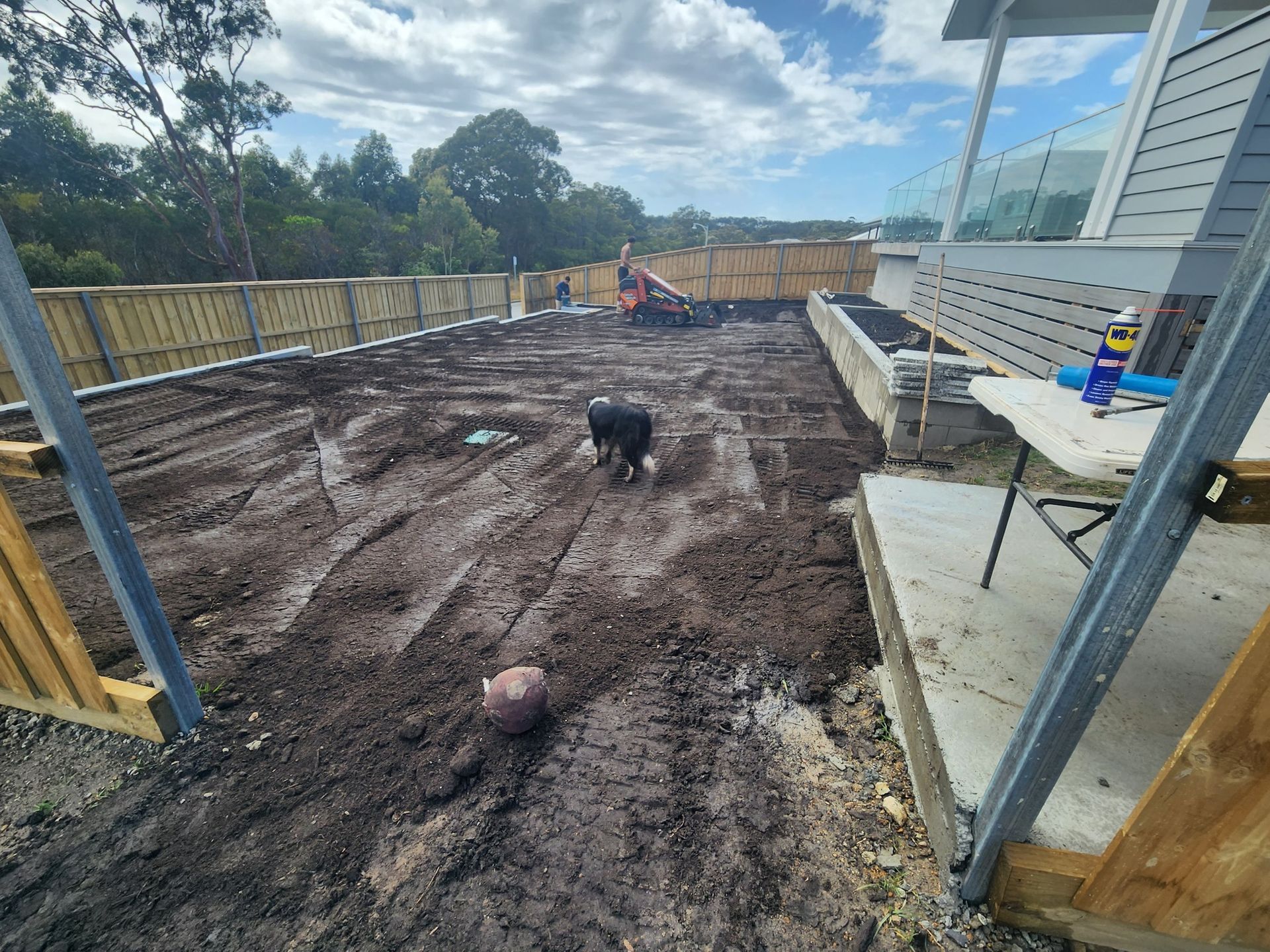 Muddy Backyard With Dog and Equipment — Total Perfection In Gosford, NSW
