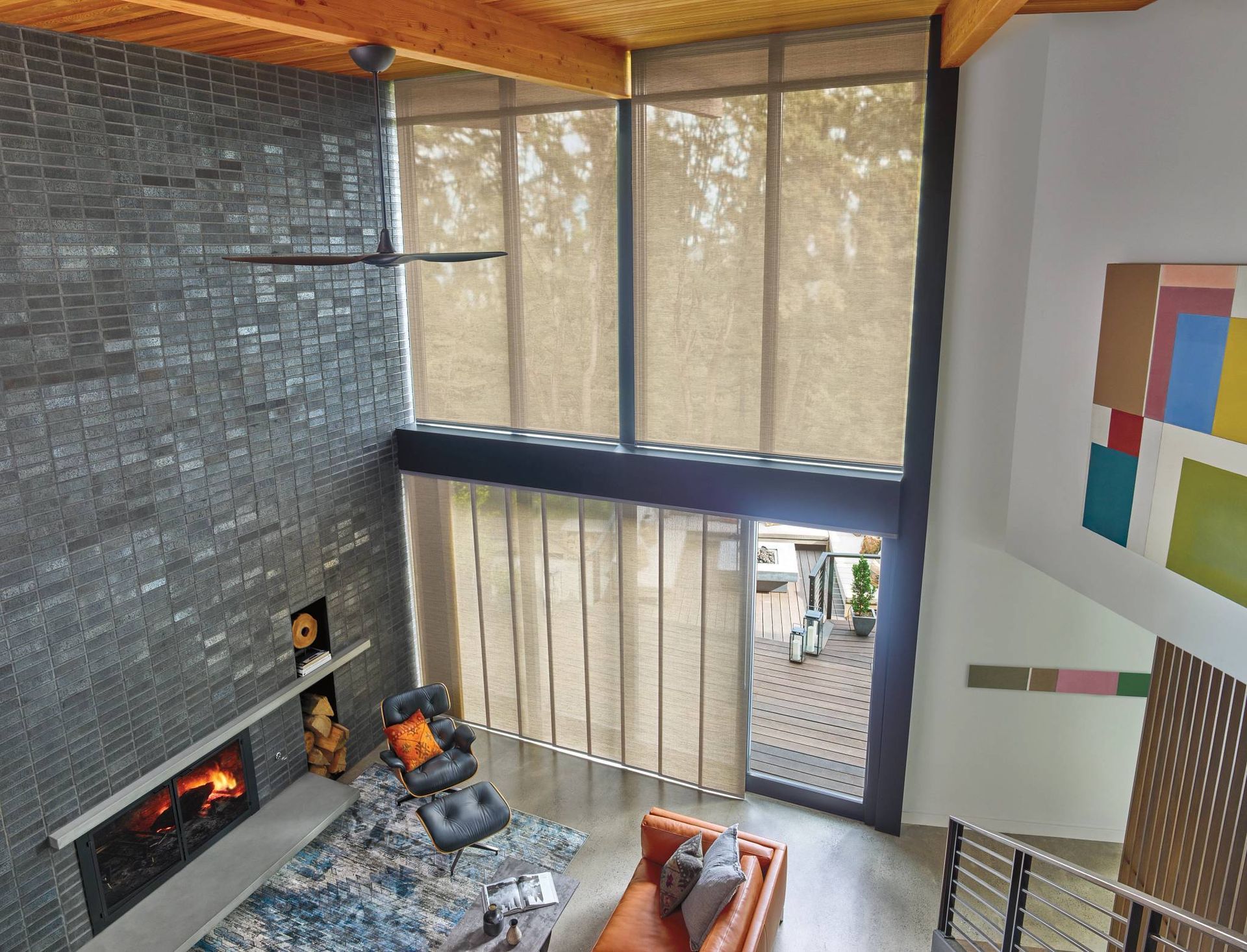 Hunter Douglas Skyline® Panel-Track covering a patio door near St. Louis Park, MN