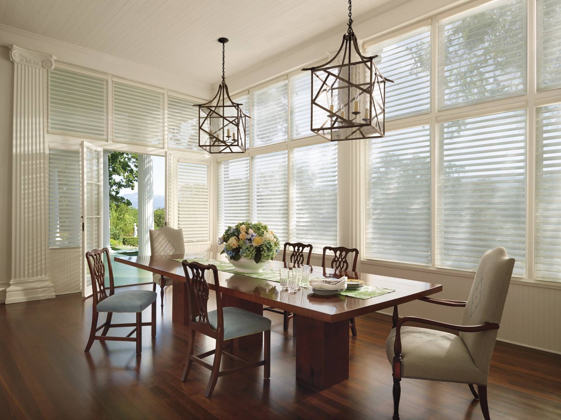 Hunter Douglas Silhouette® Sheer Shades in a dining room near St. Lous Park, MN