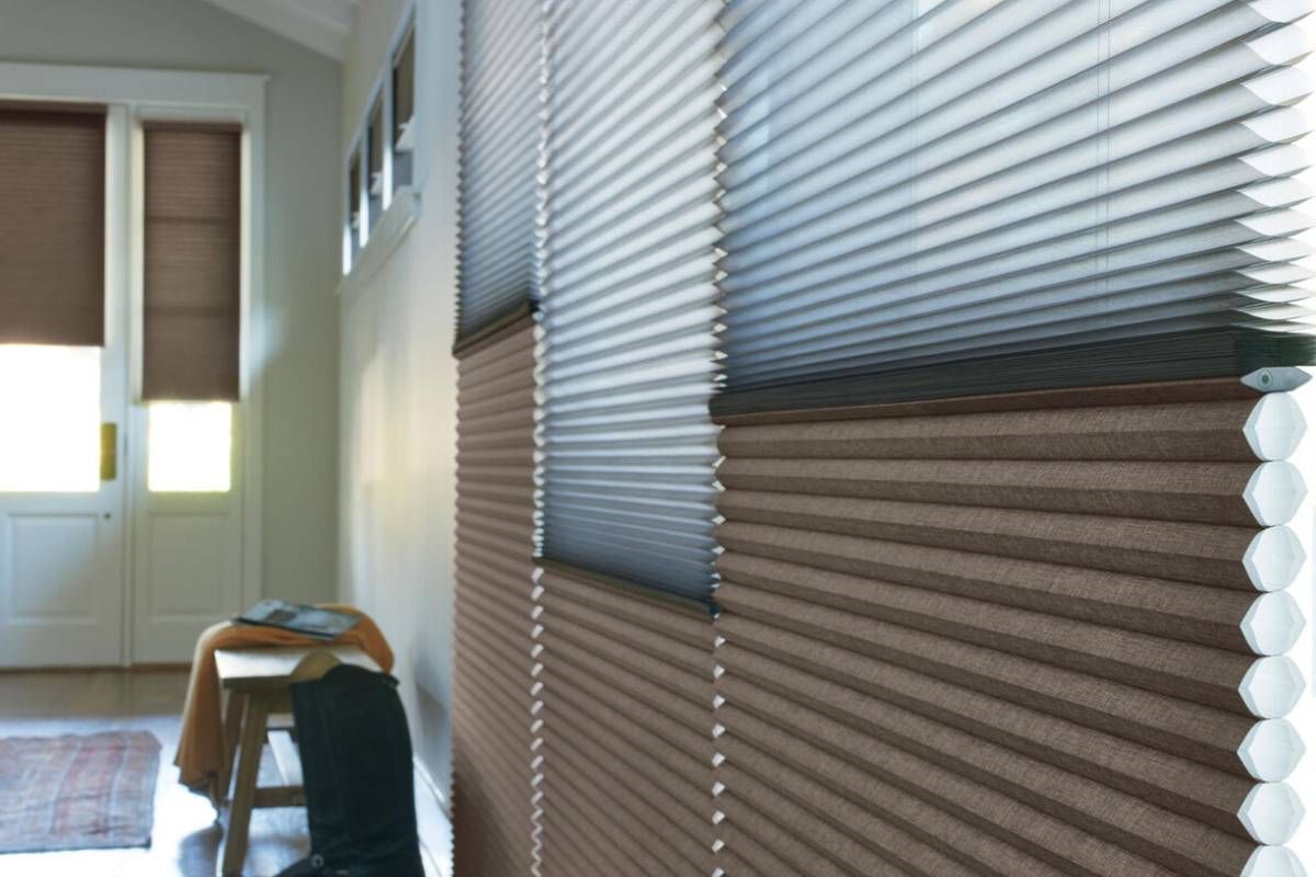 Hunter Douglas Duette® Shades Honeycomb shades filtering light into an entryway in St. Louis Park, MN